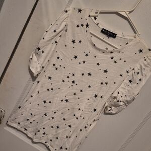 Karen Scott White Tee with Black Star Pattern